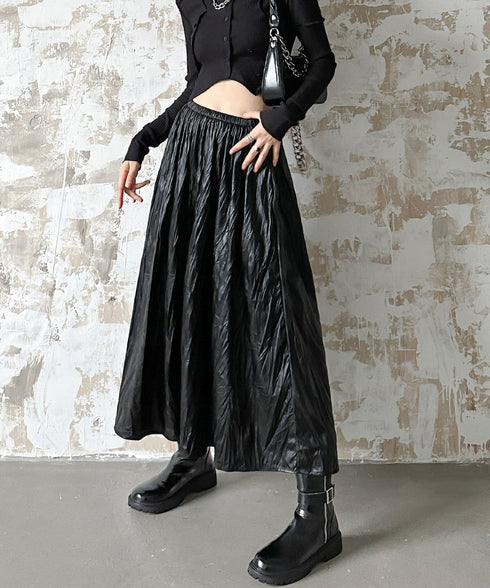 Crinkle Gloss Maxi Skirt